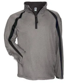1481 Badger Adult Pro Heathered Fleece Fusion ¼ Zip Front Shirt Steel/ Black