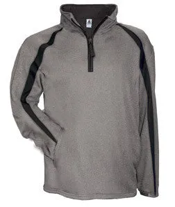 1481 Badger Adult Pro Heathered Fleece Fusion ¼ Zip Front Shirt Steel/ Black