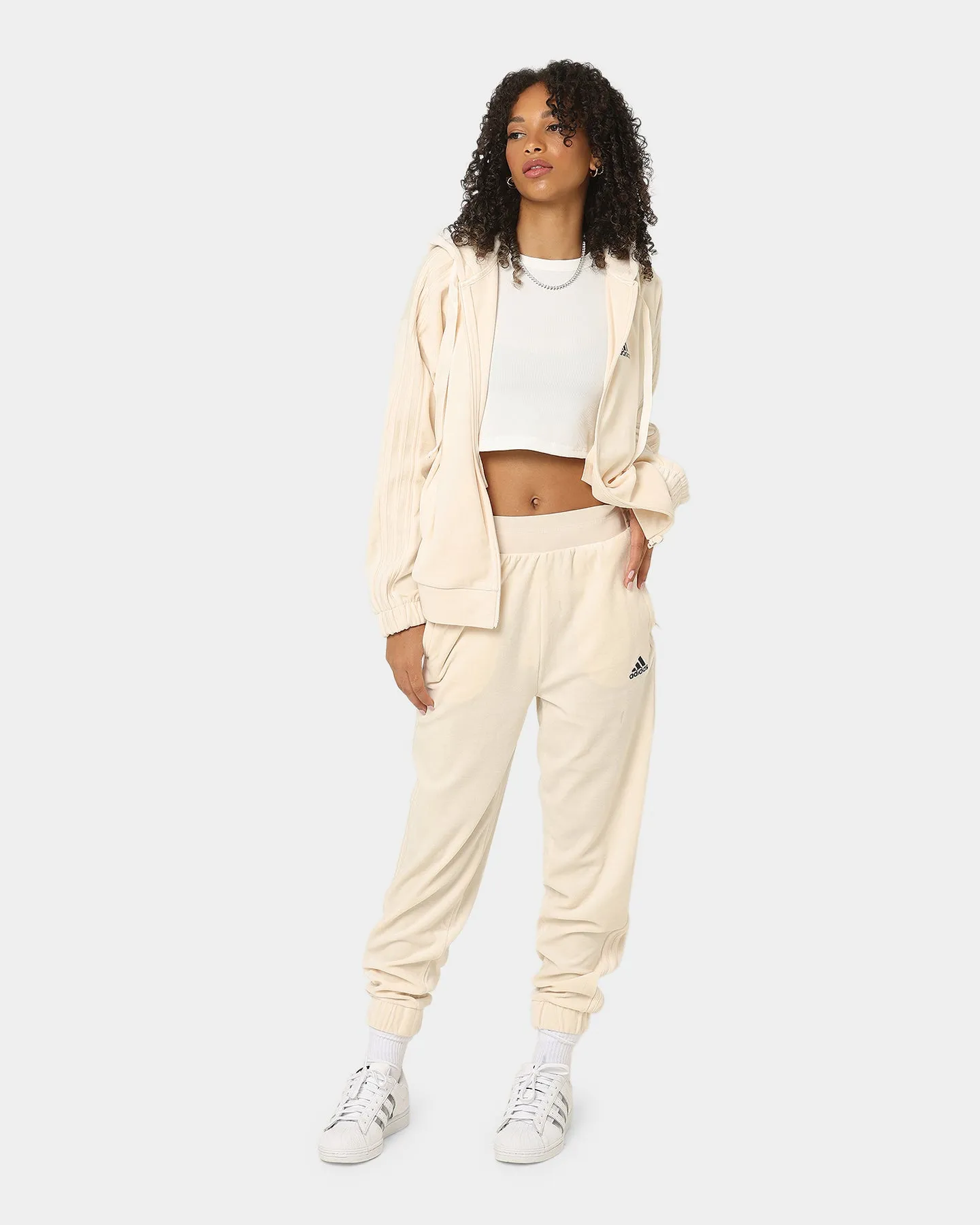Adidas Women's Velour Pants Wonder White