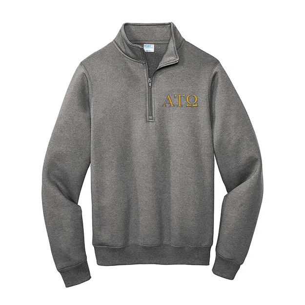 Alpha Tau Omega Quarter Zip Embroidered Greek Letters