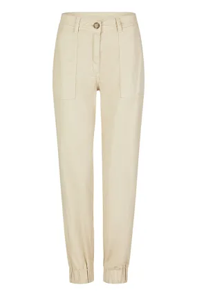 BEIGE ELASTICATED HEM TROUSER
