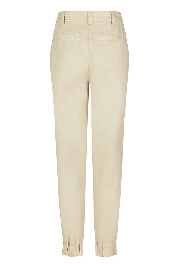 BEIGE ELASTICATED HEM TROUSER