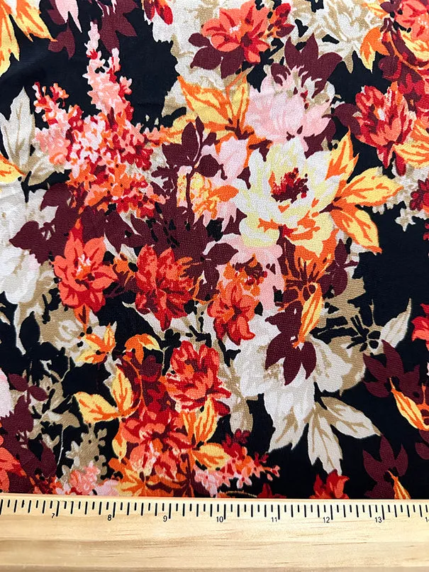 Beige Multi Floral Print ITY Jersey Knit Fabric