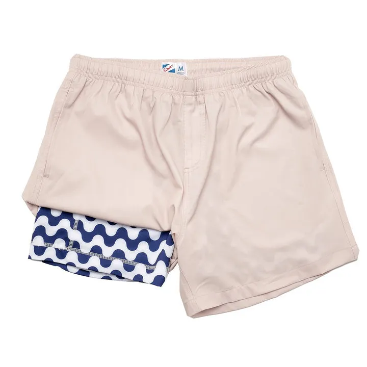 Bermies - 5.5" INSEAM LINED GYM SHORTS - Khaki Waves