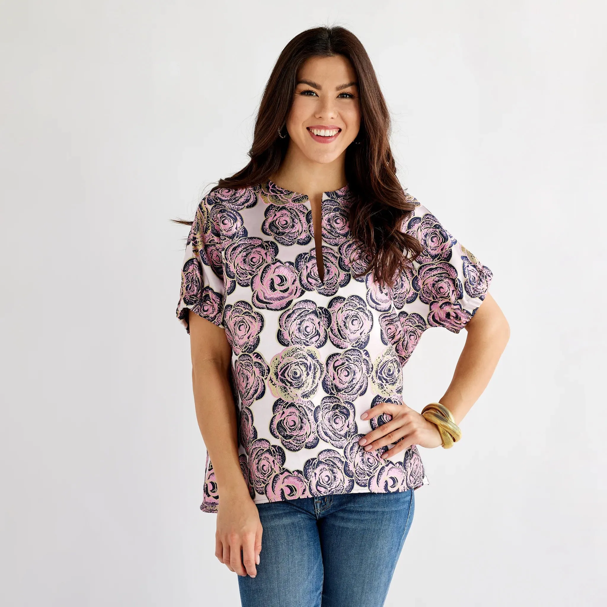 Betsy Jacquard Rose Top