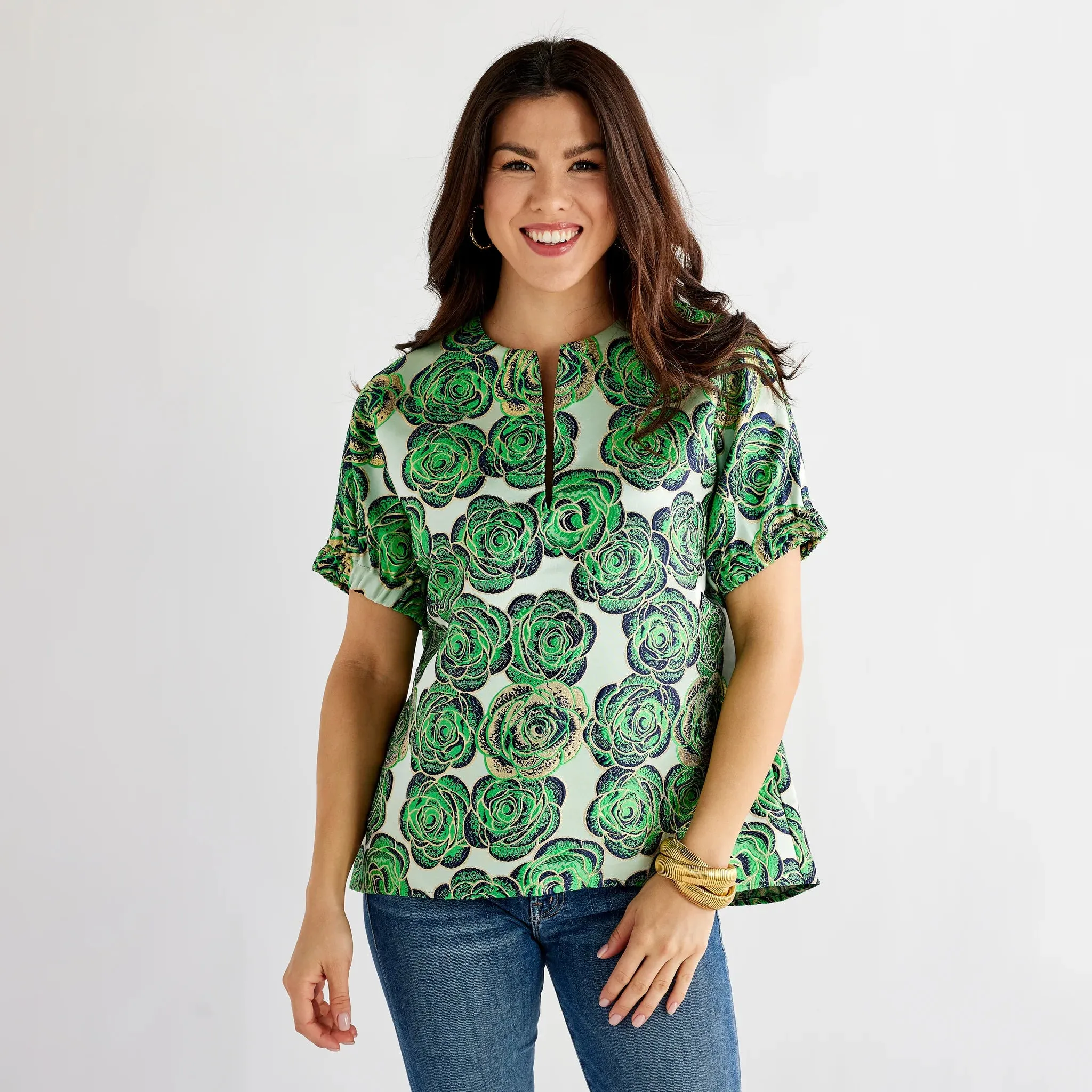Betsy Jacquard Rose Top