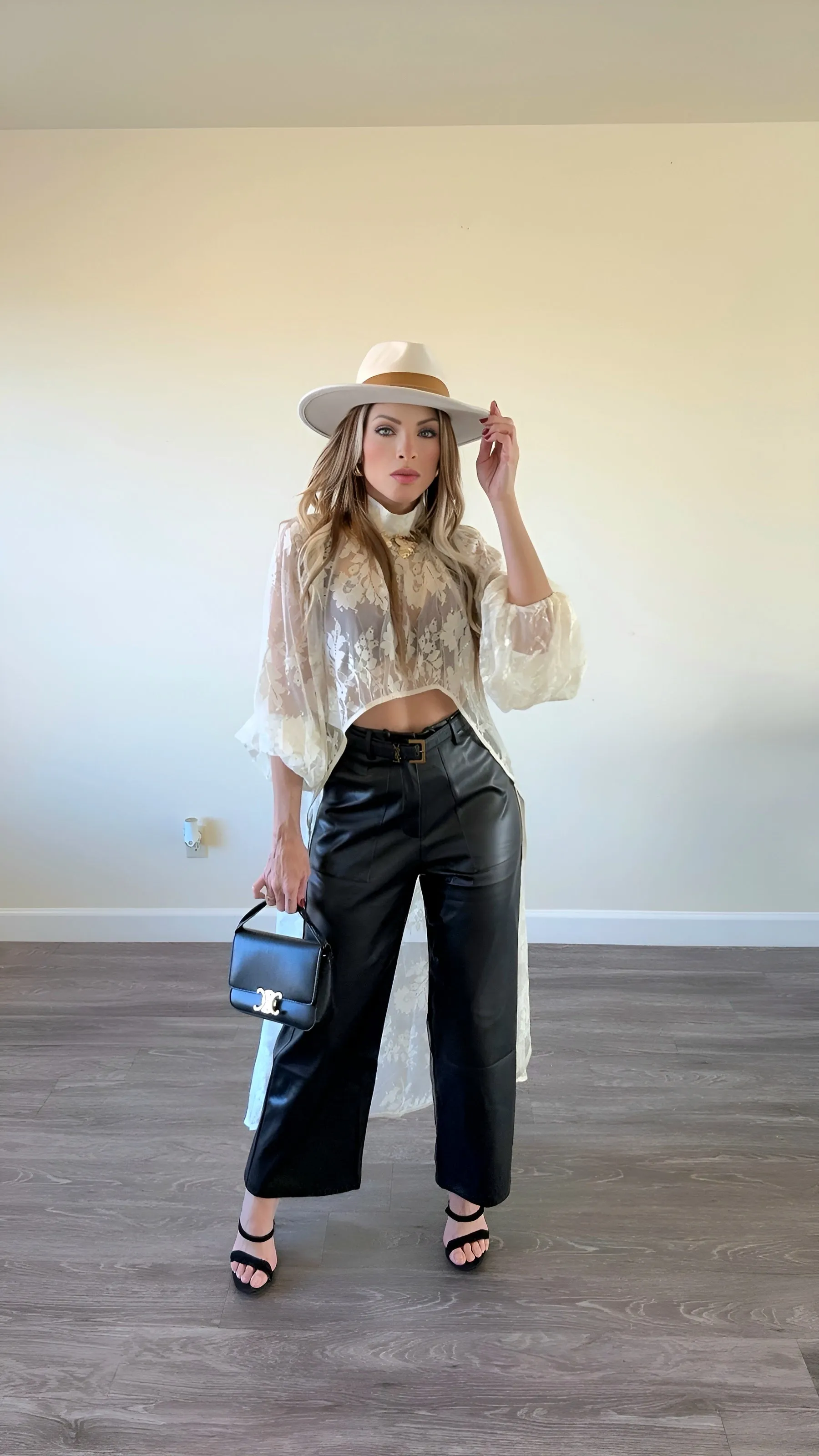 Black vegan leather pants