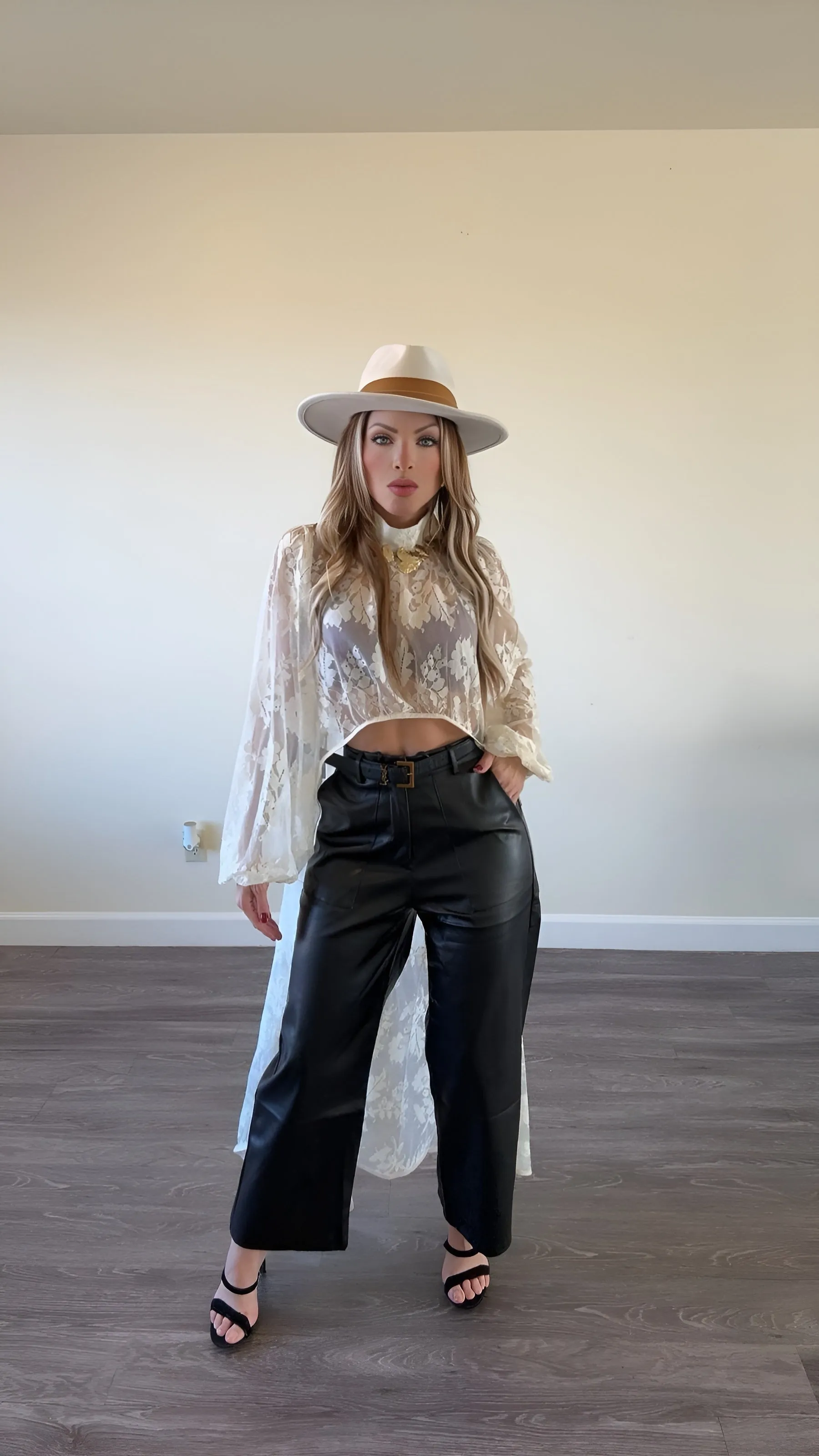 Black vegan leather pants