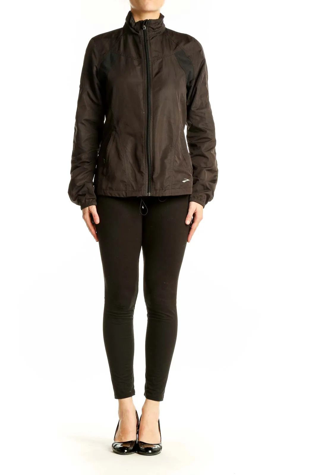 Brown Polyester Lightweight Running Jacket