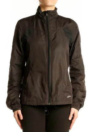 Brown Polyester Lightweight Running Jacket