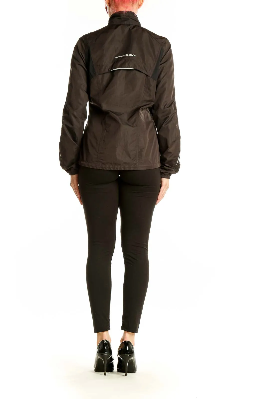 Brown Polyester Lightweight Running Jacket