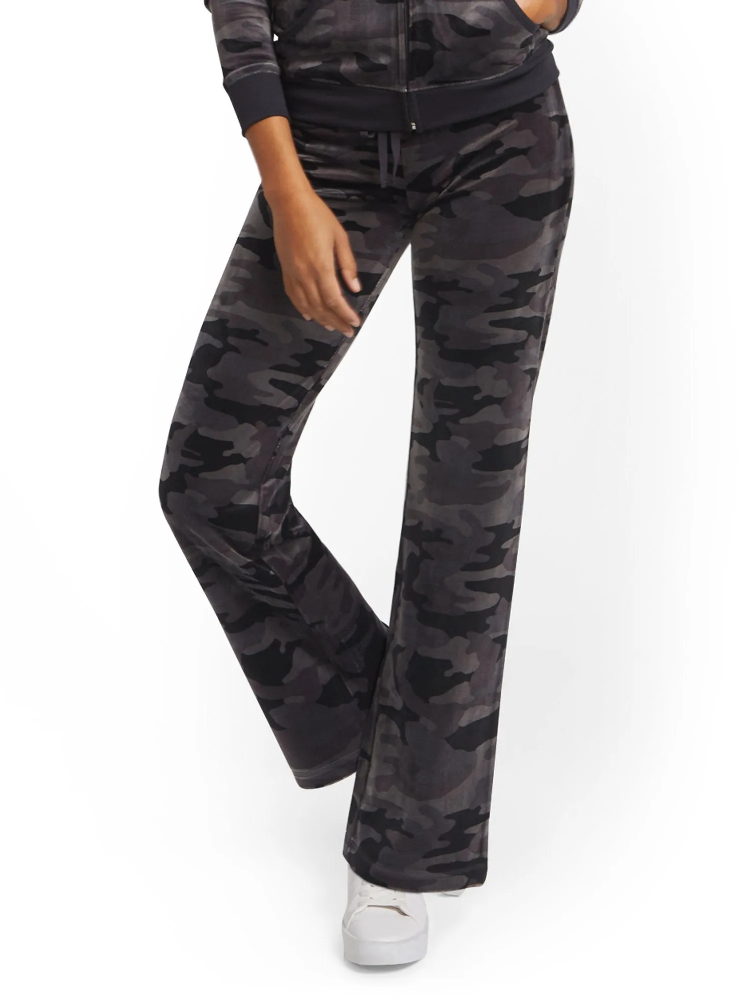 Camo-Print Velour Straight-Leg Pant - Dreamy Velour Collection