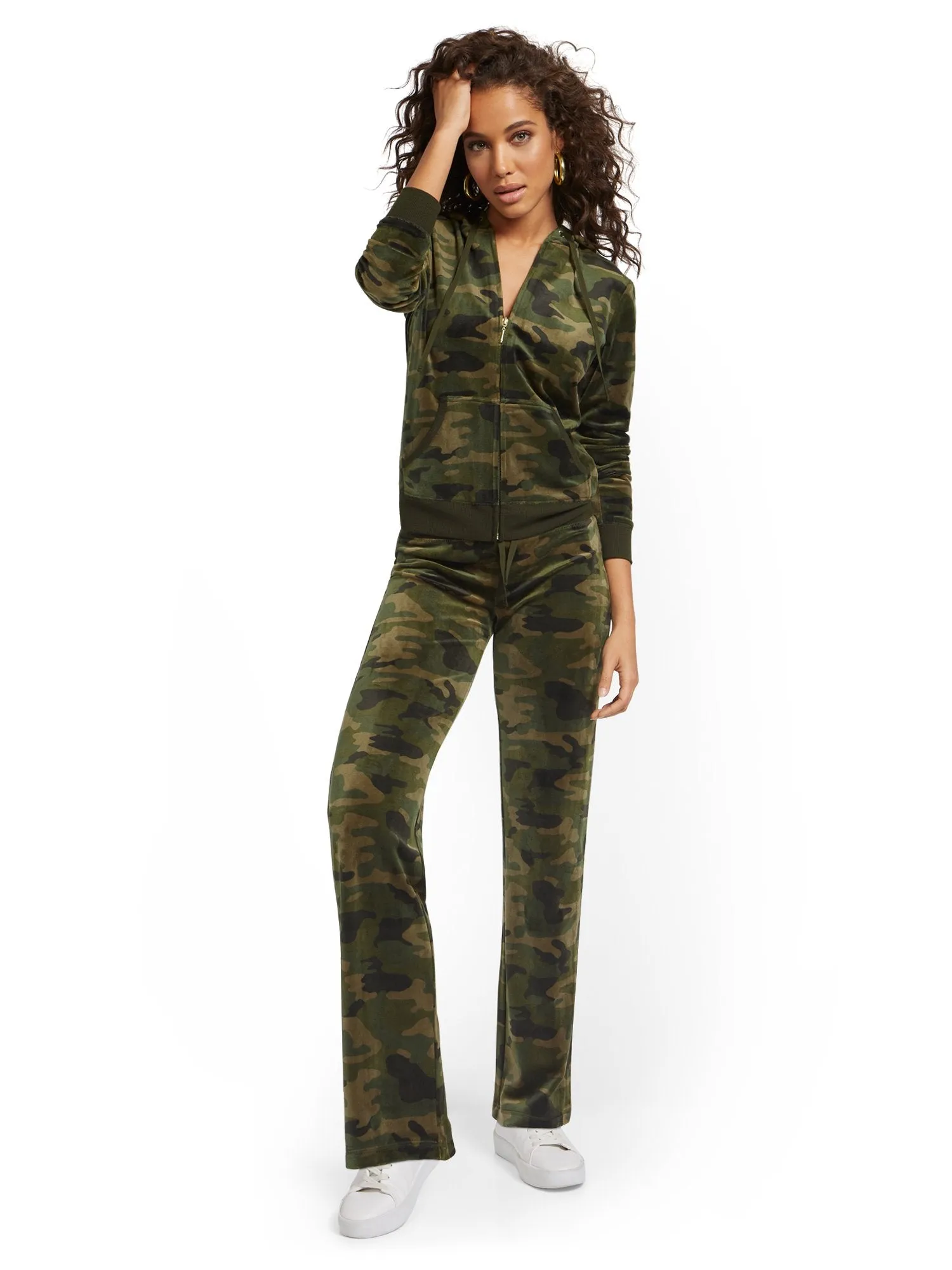 Camo-Print Velour Straight-Leg Pant - Dreamy Velour Collection
