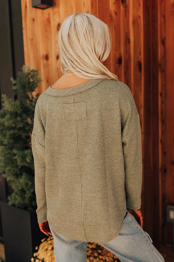 Cozy Moment Ribbed Tee in Sage
