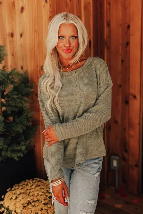 Cozy Moment Ribbed Tee in Sage