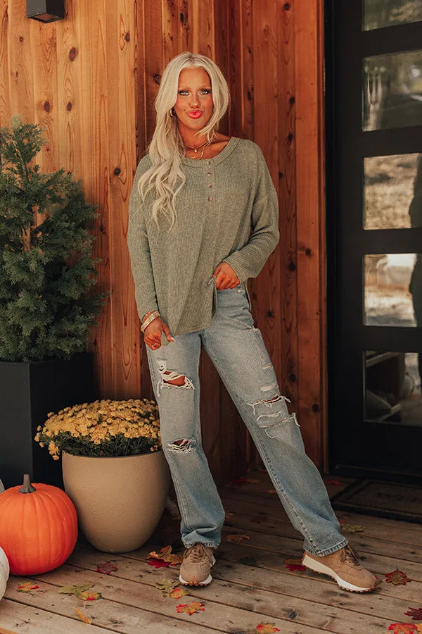 Cozy Moment Ribbed Tee in Sage