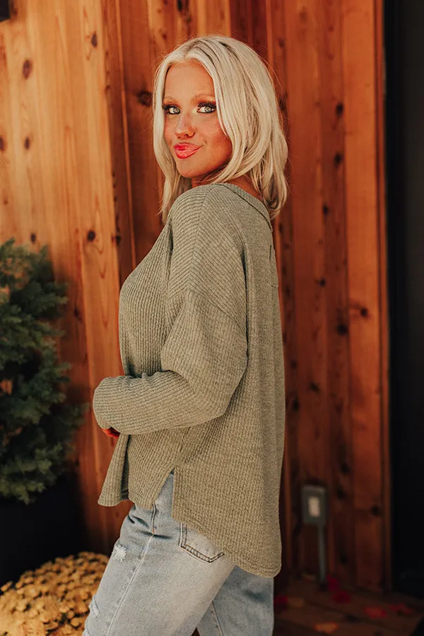 Cozy Moment Ribbed Tee in Sage