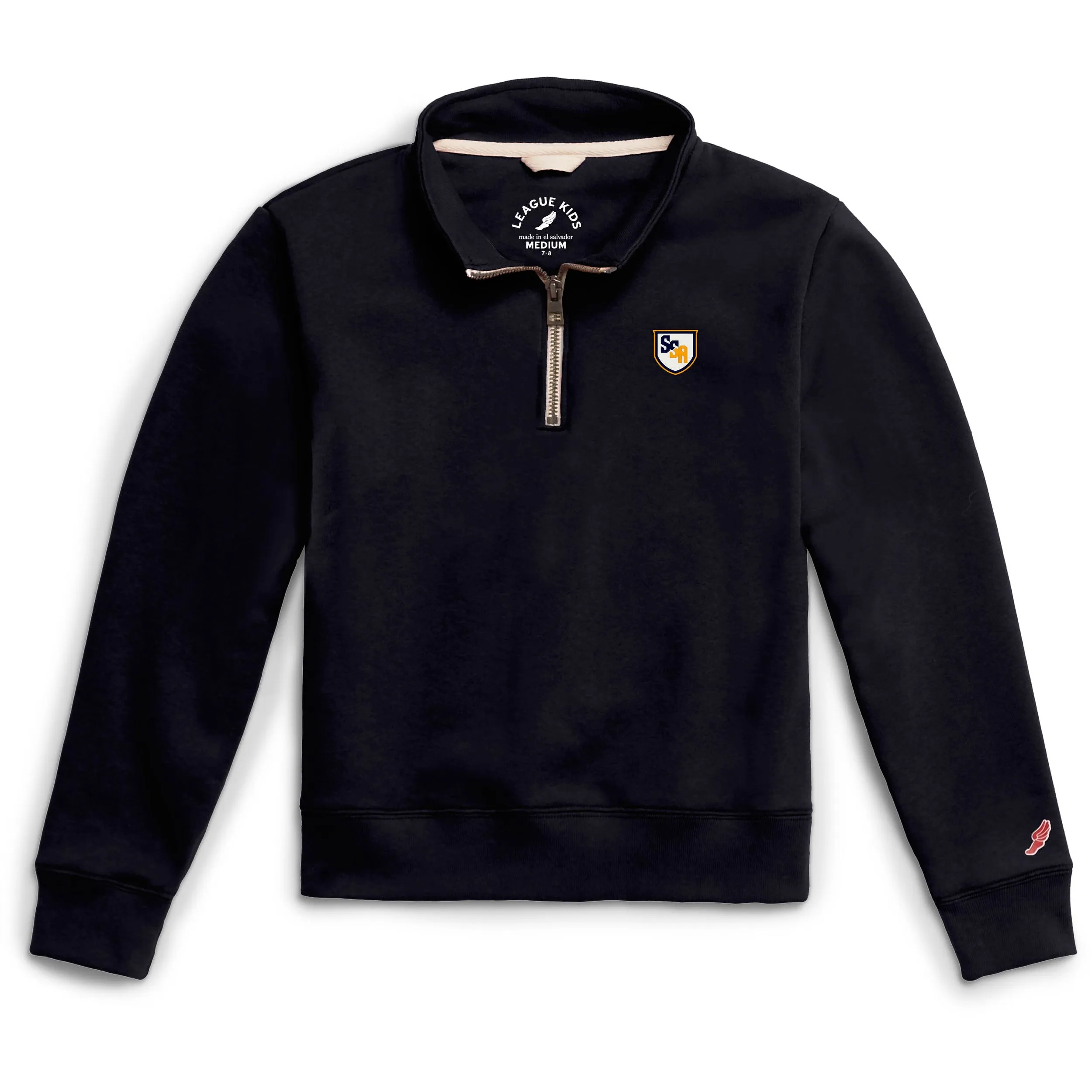 Embroidered Monogram Shield League Youth Essential Quarter-Zip