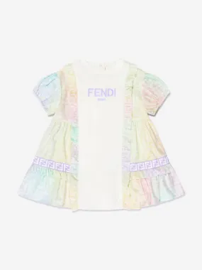 Fendi Baby Girls Metaverse Logo Dress in Multicolour