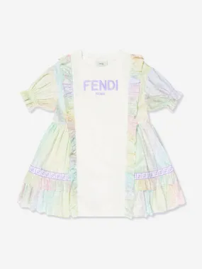 Fendi Girls FF Logo Metaverse Dress in White