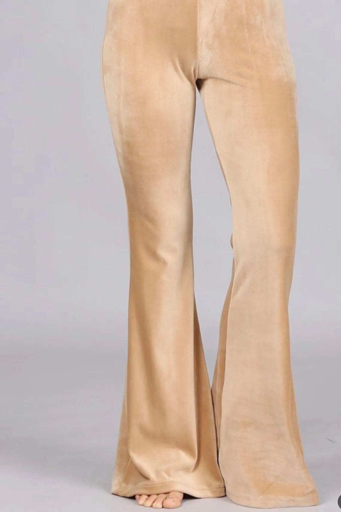 FIT AND FLARE VELVET PANTS