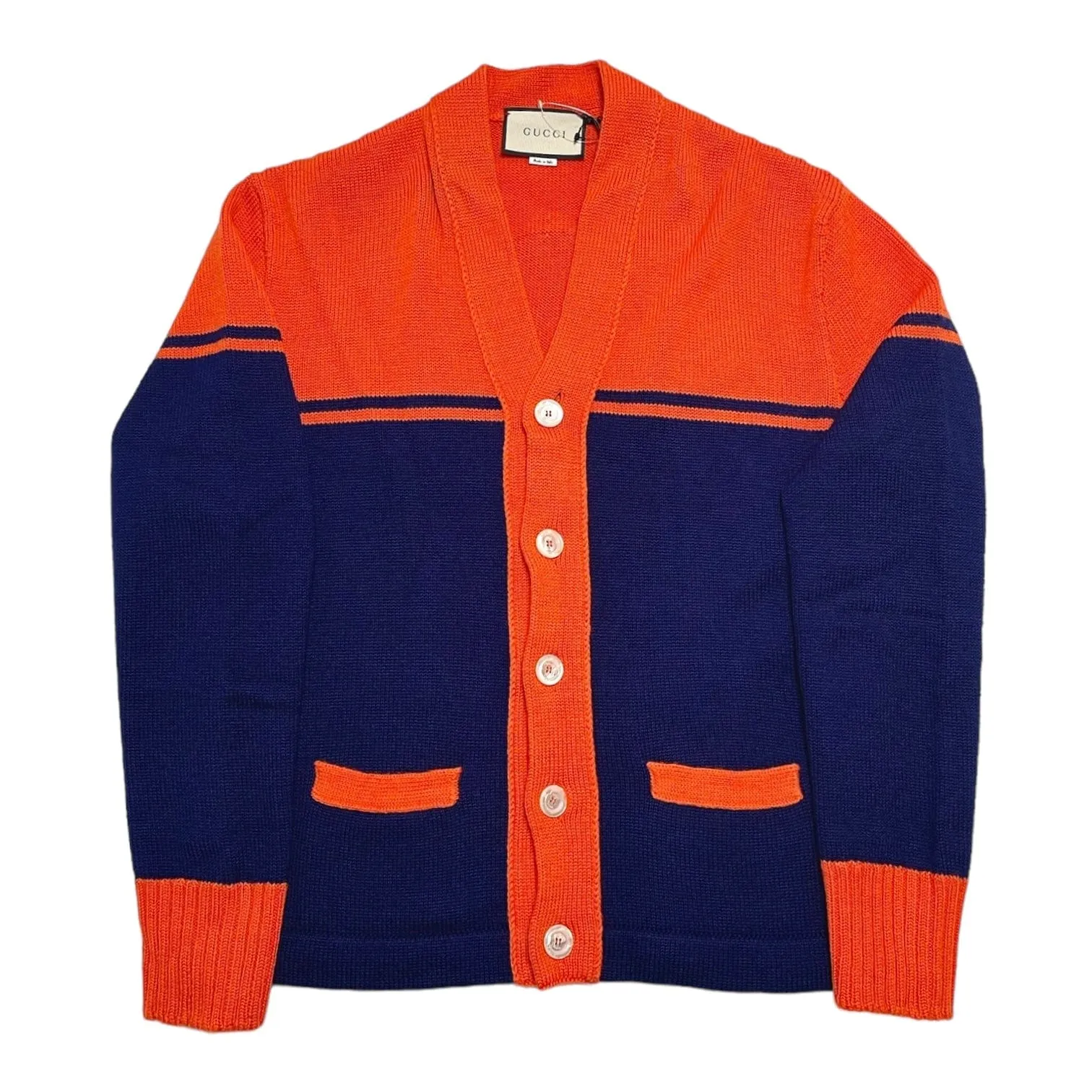 Gucci Tiger Varsity Patch Knit Cardigan Orange/Blue