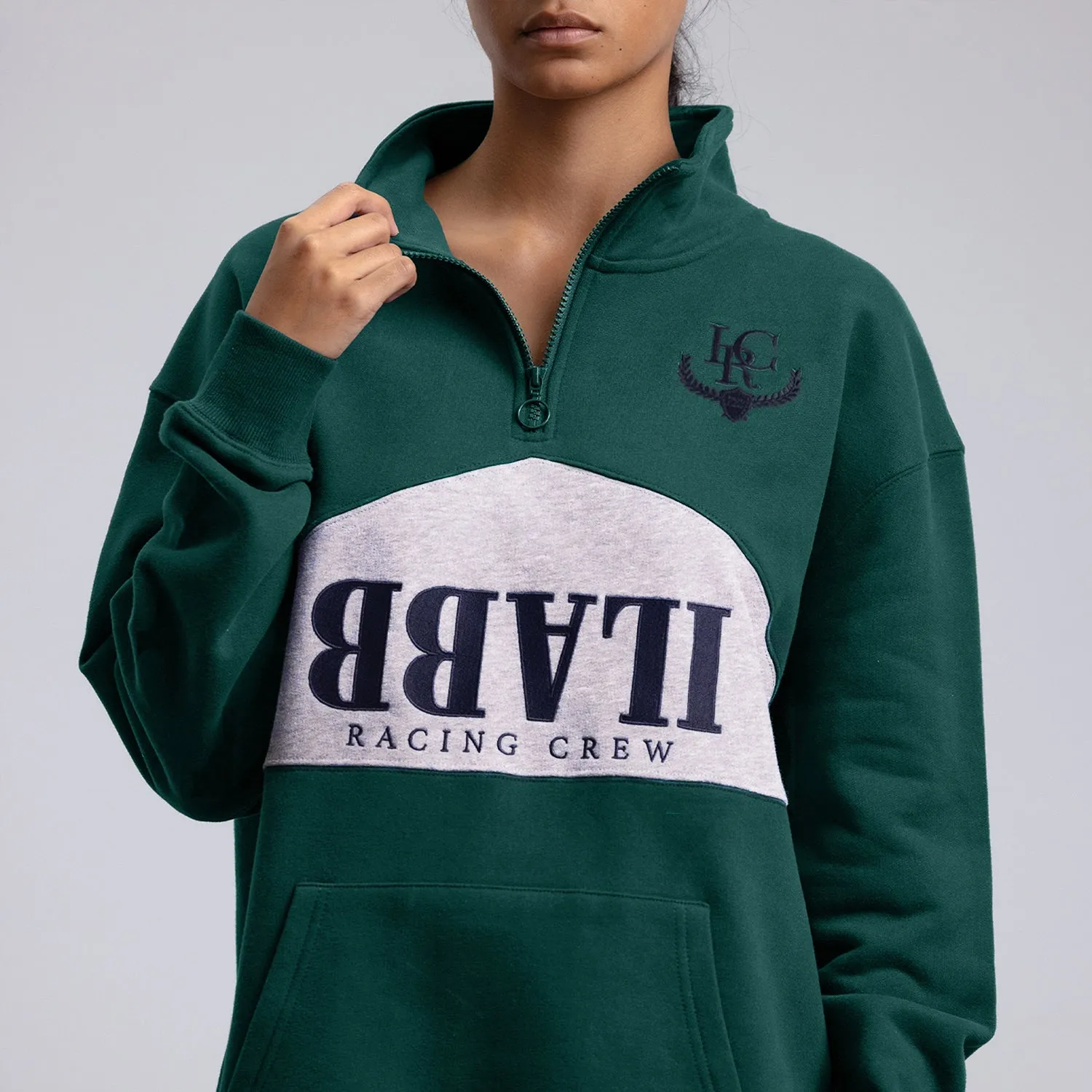 Irc Block Quarter Zip Unisex MOSS/GREY MARLE