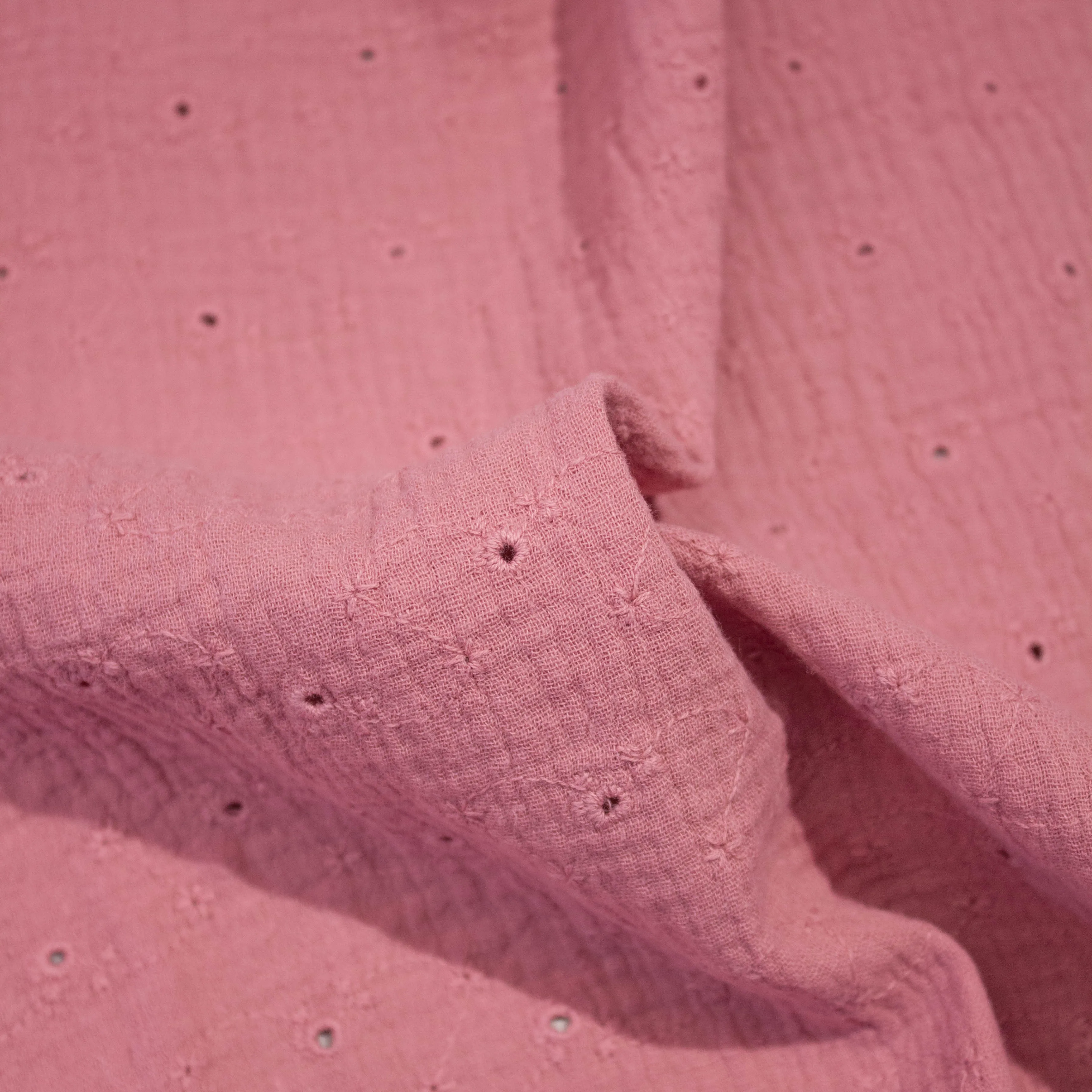 Kazim Pink Floral Embroidered Cotton Gauze SHOWROOM SAMPLE 34CM X 60CM