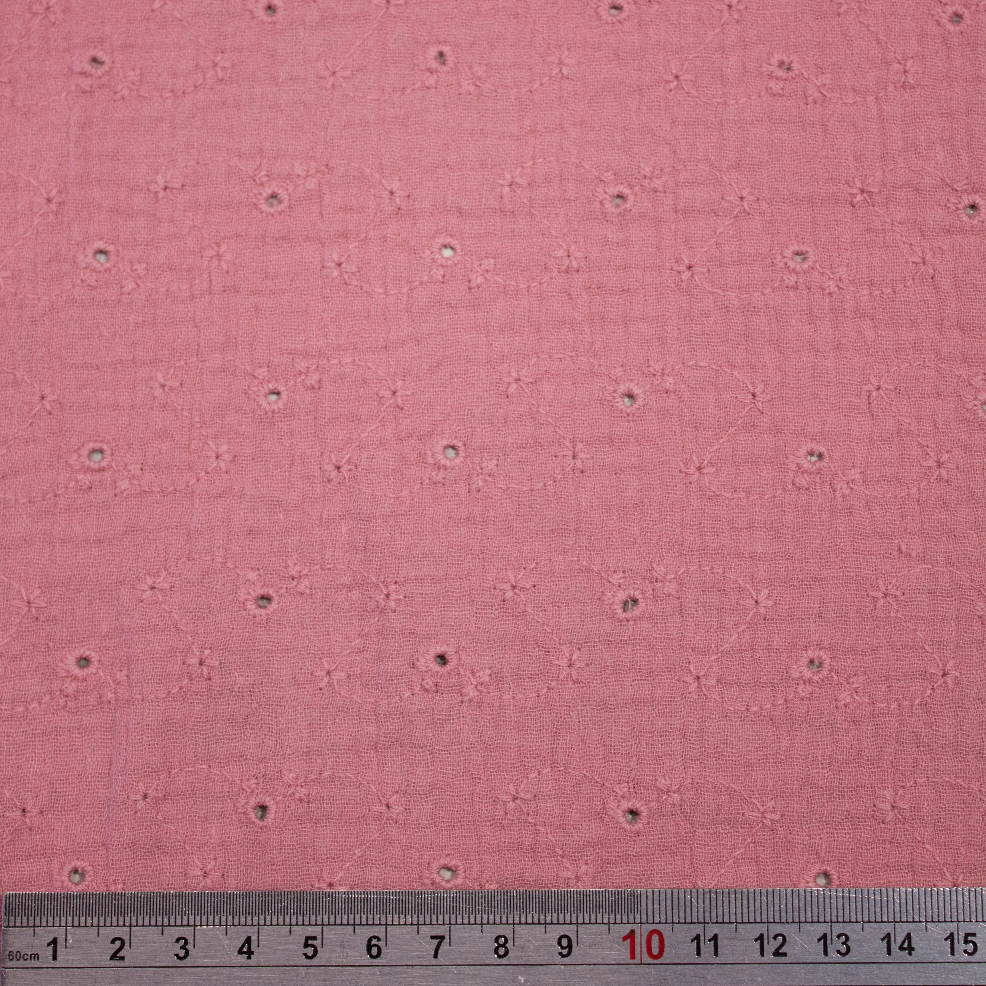 Kazim Pink Floral Embroidered Cotton Gauze SHOWROOM SAMPLE 34CM X 60CM