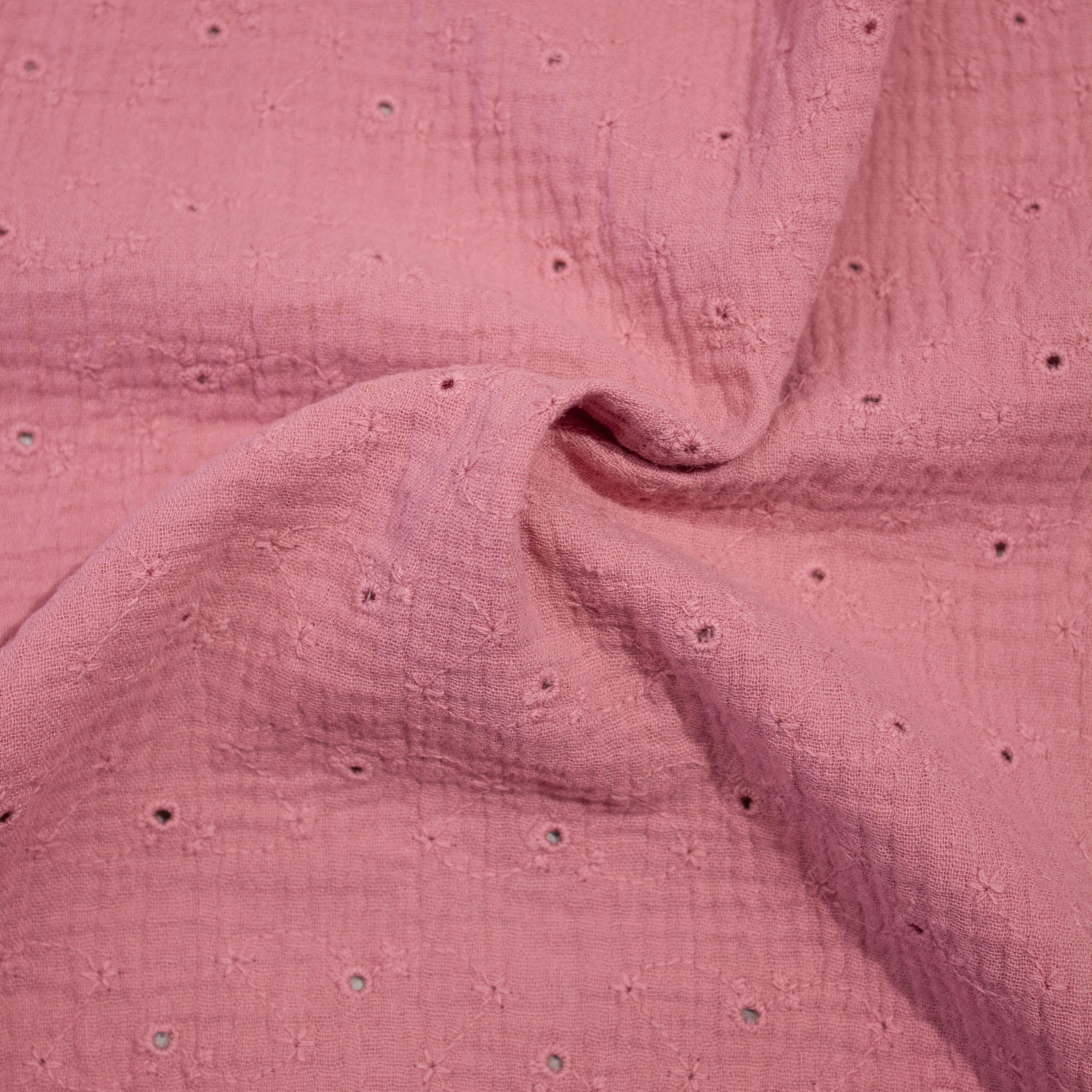 Kazim Pink Floral Embroidered Cotton Gauze SHOWROOM SAMPLE 34CM X 60CM
