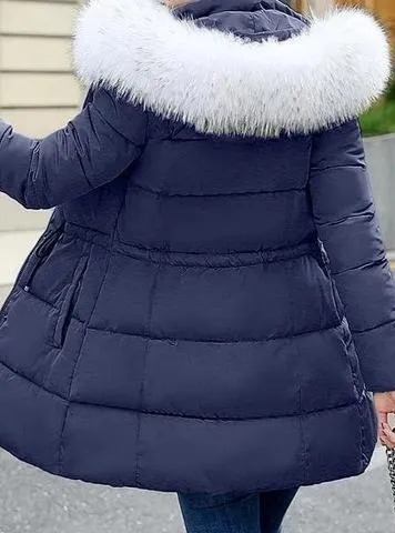 Ladies Winter Coat Artificial raccoon collar Thick Cotton Padded Lining