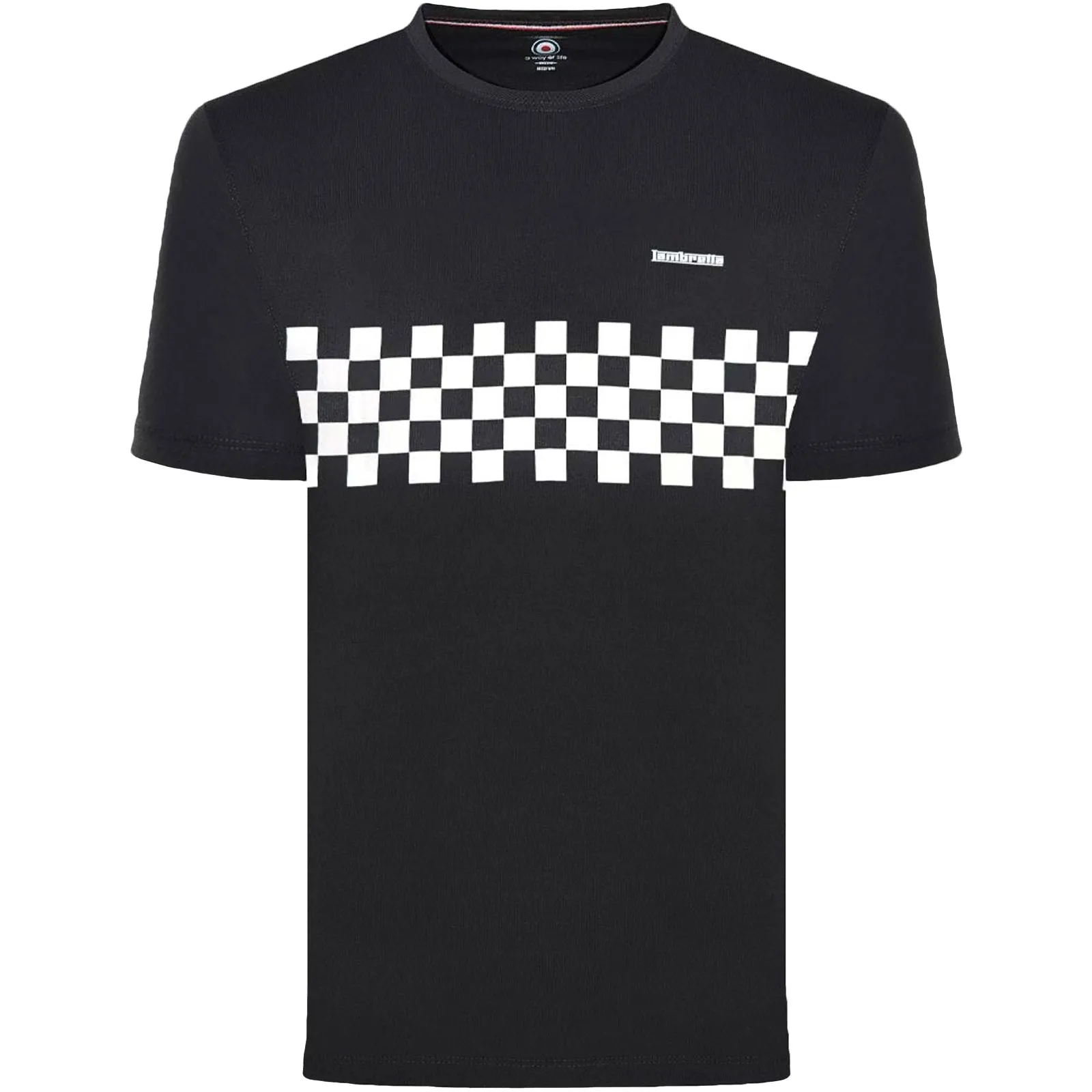 Lambretta Mens Two Tone Panel Checkered T-Shirt - Black