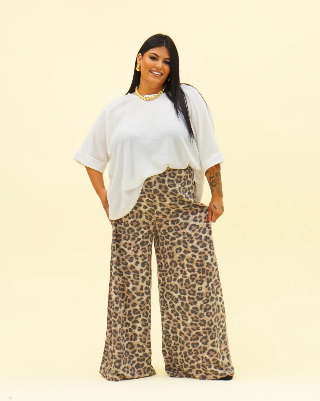 LEOPARD WIDE LEG PANTS