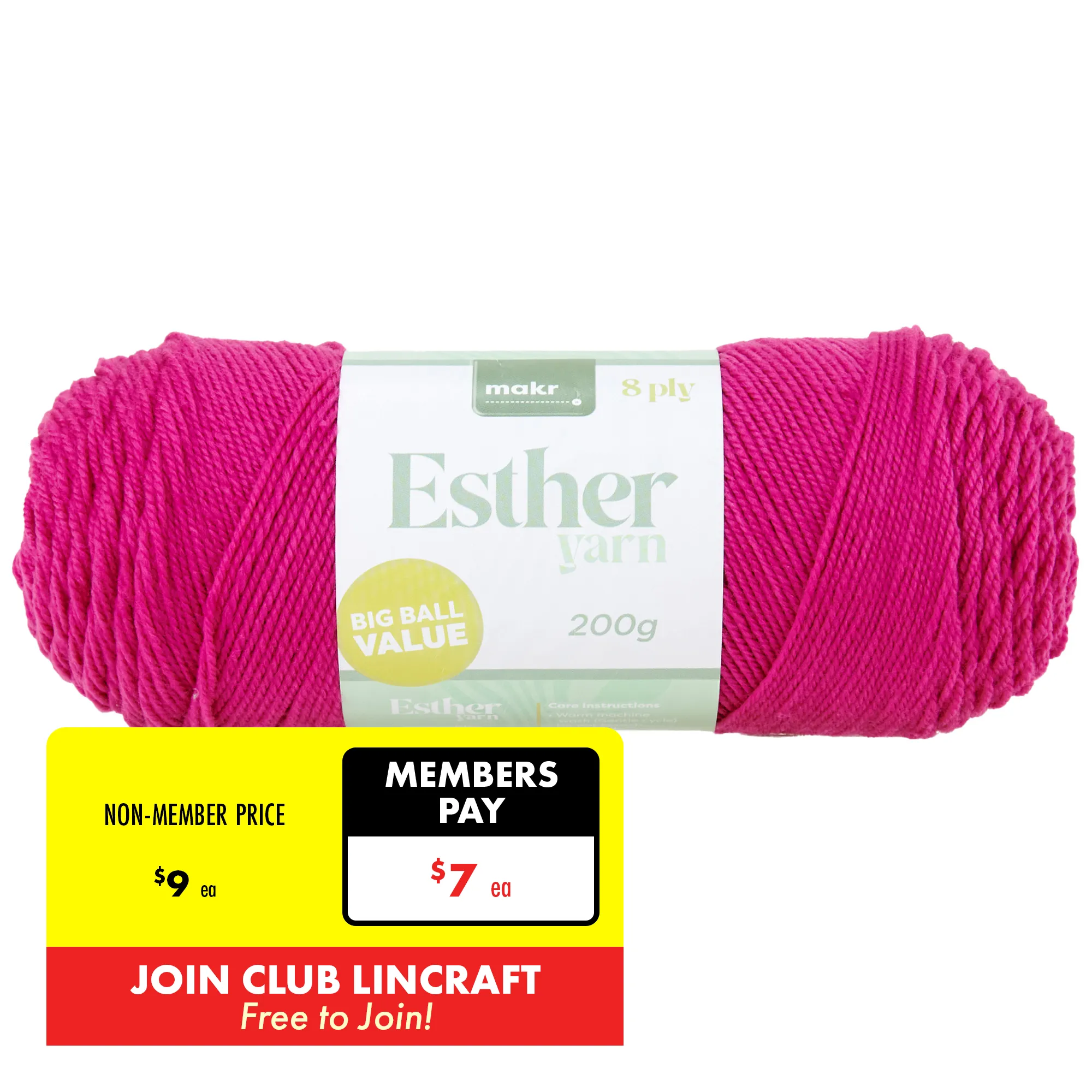 Makr Esther 8ply Crochet & Knitting Yarn, 200g Polyester Yarn