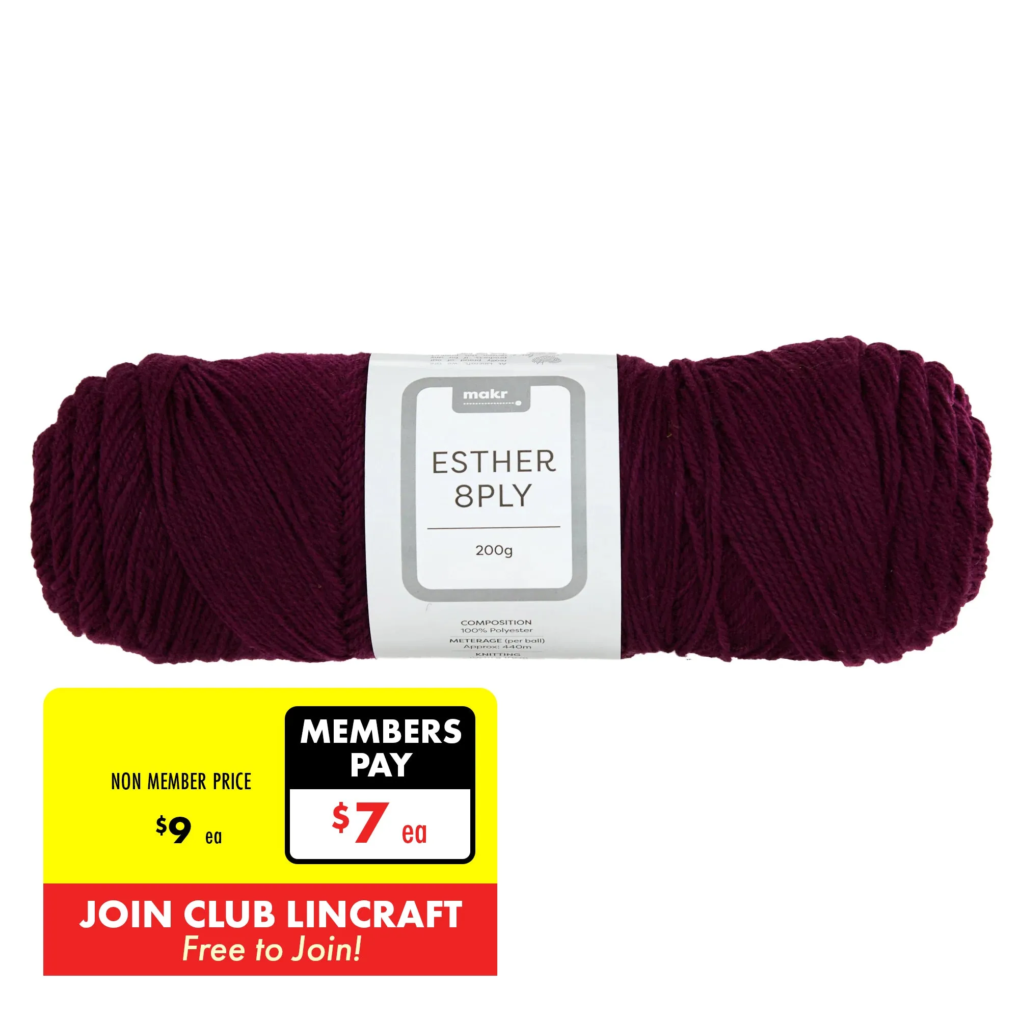 Makr Esther 8ply Crochet & Knitting Yarn, 200g Polyester Yarn