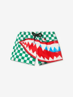 MC2 Saint Barth Boys Check Shark Attack Swim Shorts