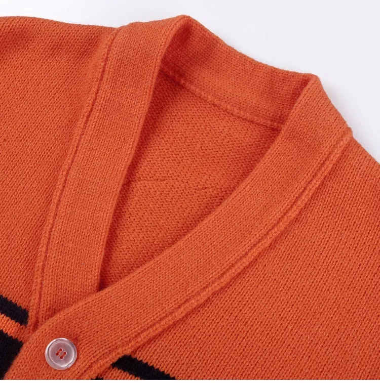 Men's Embroidery Tiger Knitted  Sweater Cardigan