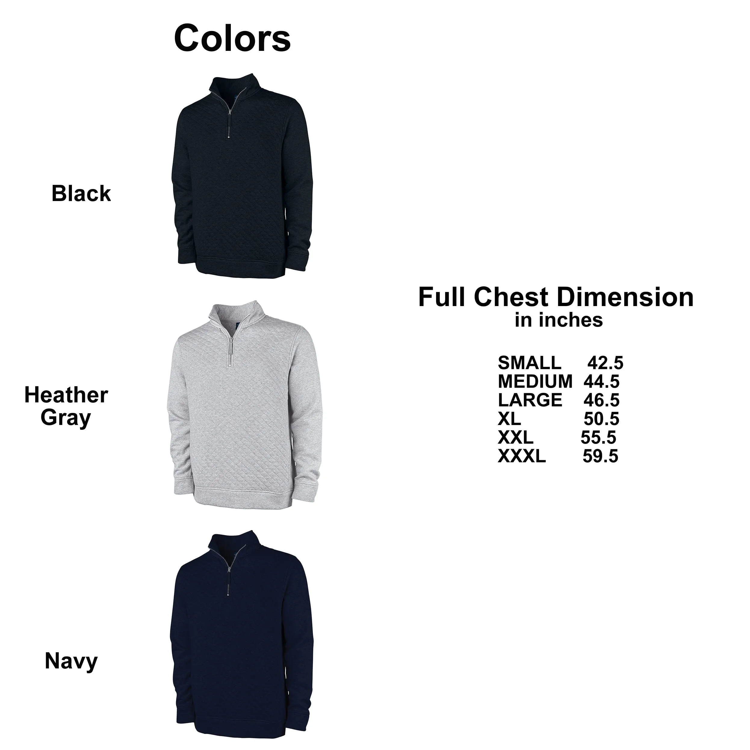Men's Quilted Quarter Zip Sweatshirt Personalized