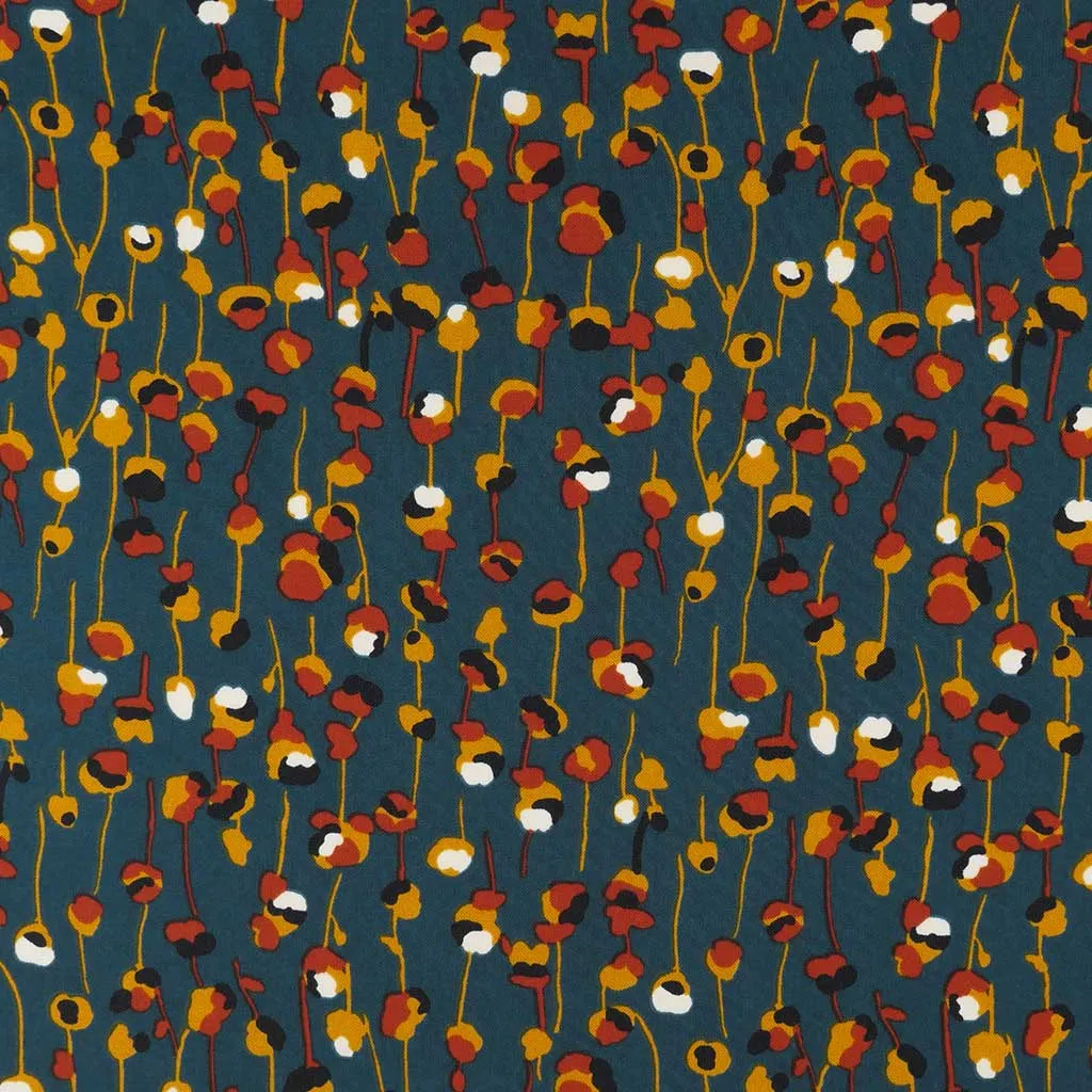 Monroe - Teal, Seedlings Woven Crepe Fabric Sample