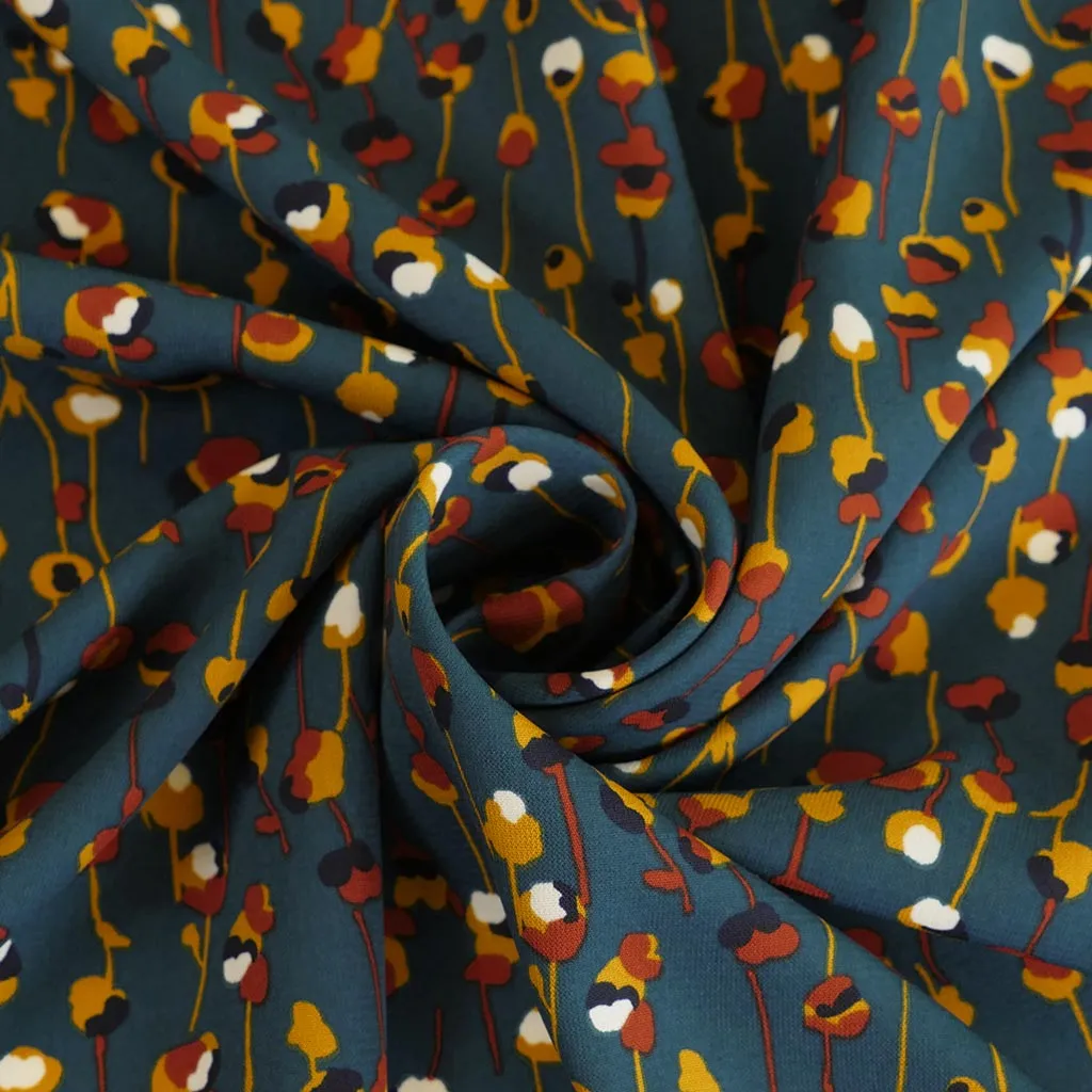 Monroe - Teal, Seedlings Woven Crepe Fabric Sample