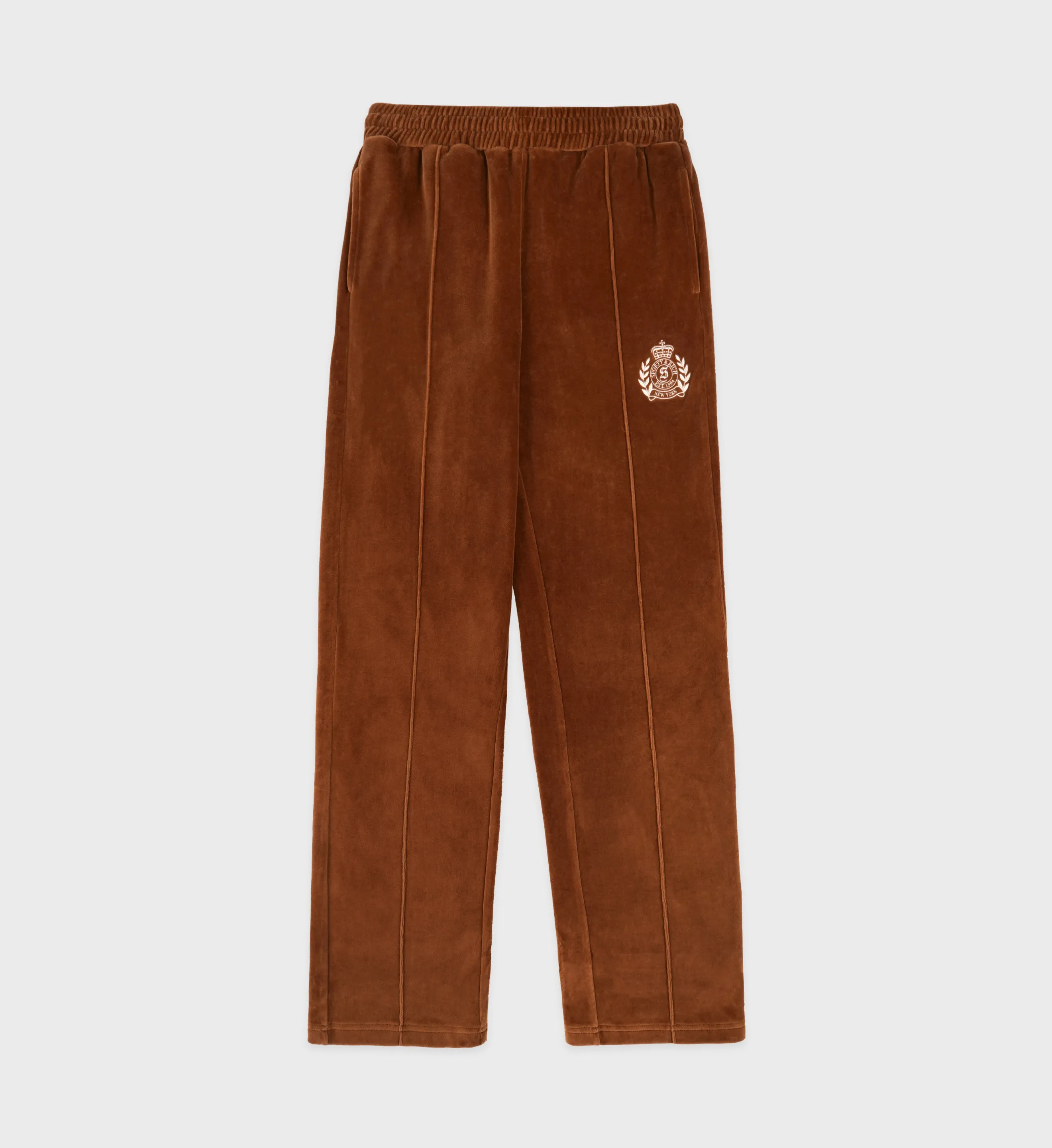 NY Crest Velour Track Pant - Tobacco/Cream