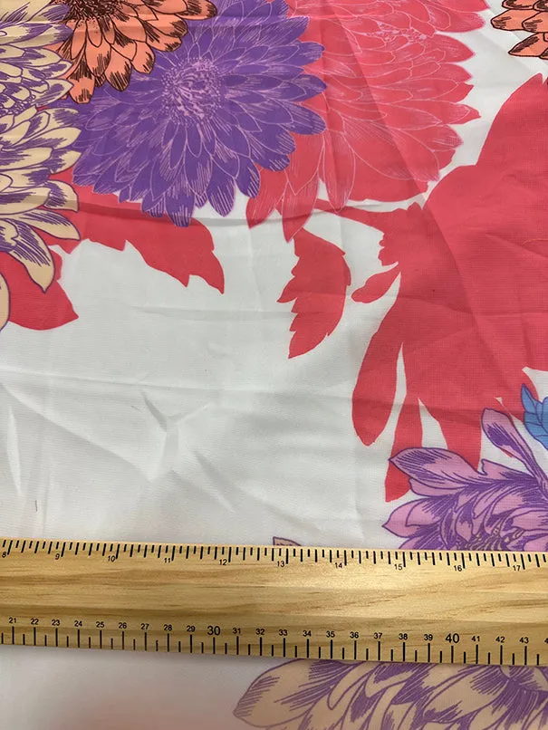 Pink Multi Color Floral Print Georgette Fabric