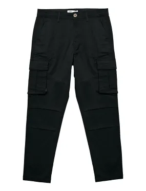 Ralston Stretch Cotton Twill Multi-Pocket Cargo Trousers In Anthracite Black - Tokyo Laundry