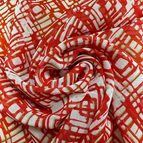 Red Diamond Poly Print Chiffon Fabric