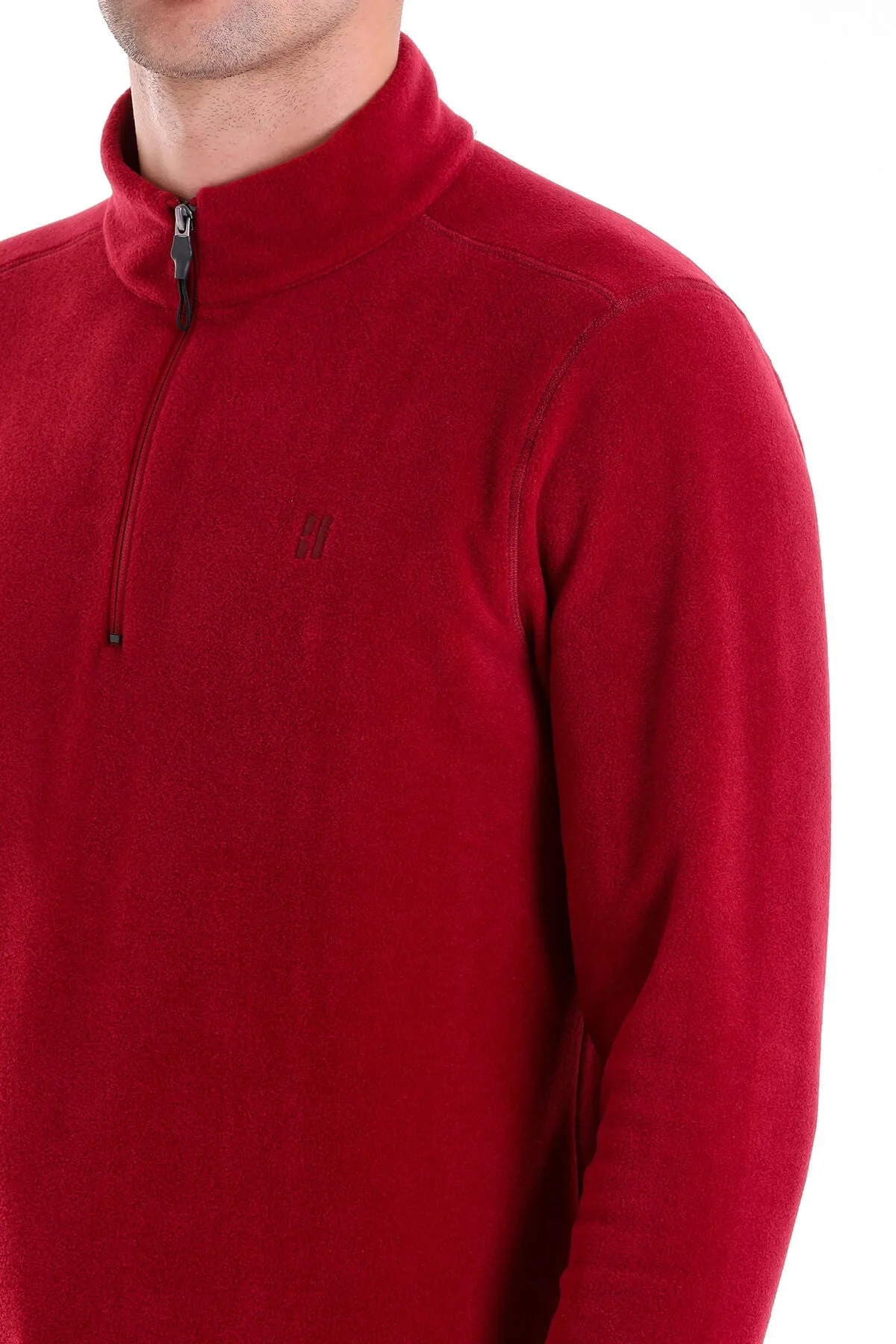 Regular Fit Fleece Burgundy Mock Neck Sweatshirt