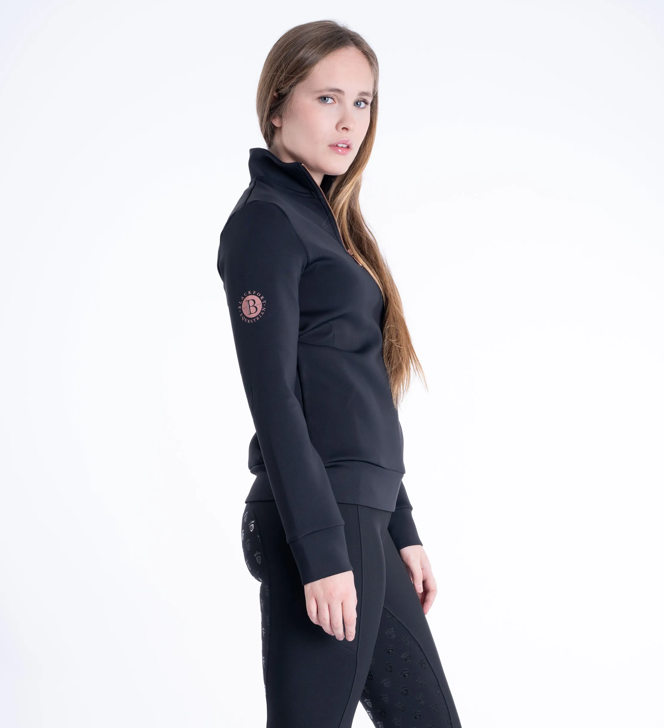 Technical Quarter Zip Black & Rose Gold