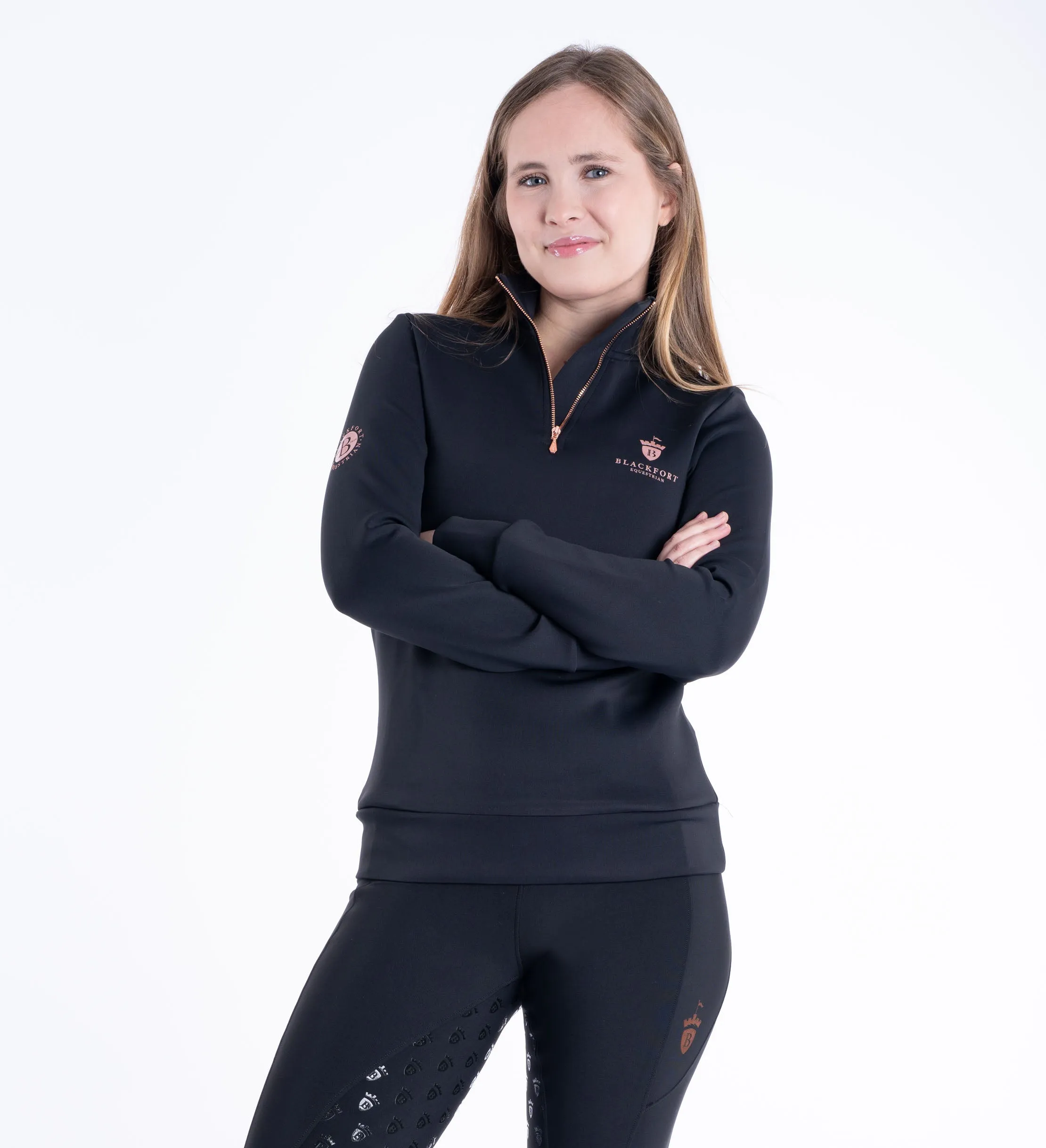 Technical Quarter Zip Black & Rose Gold