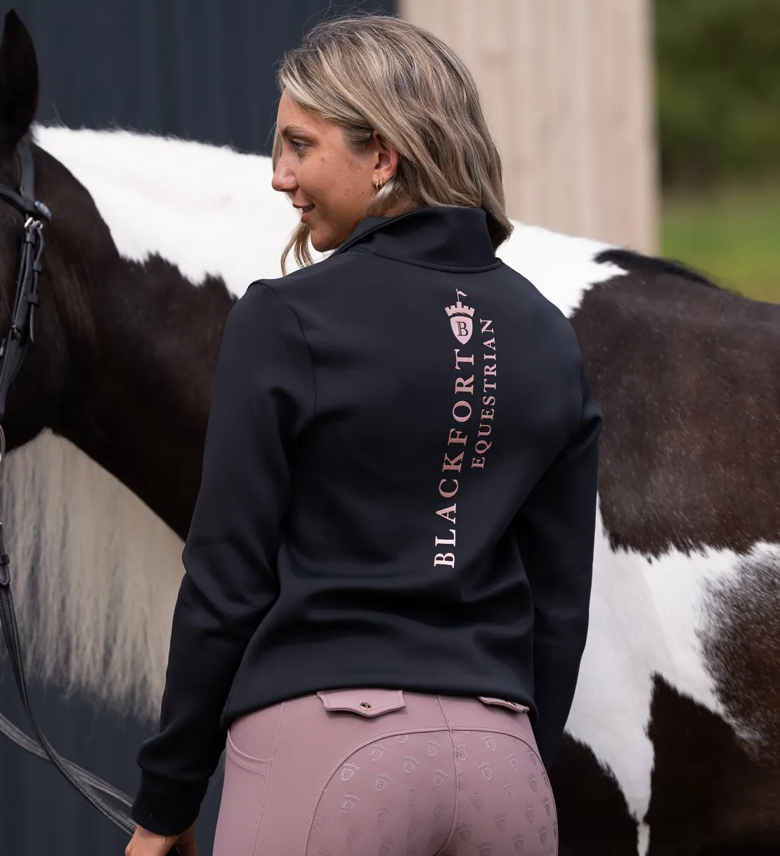 Technical Quarter Zip Black & Rose Gold