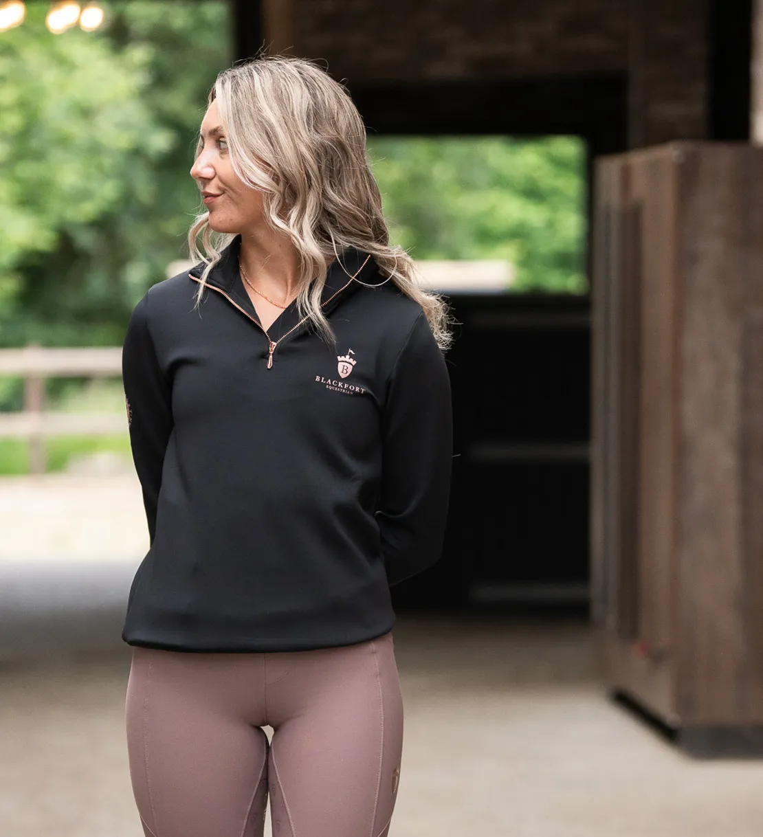 Technical Quarter Zip Black & Rose Gold