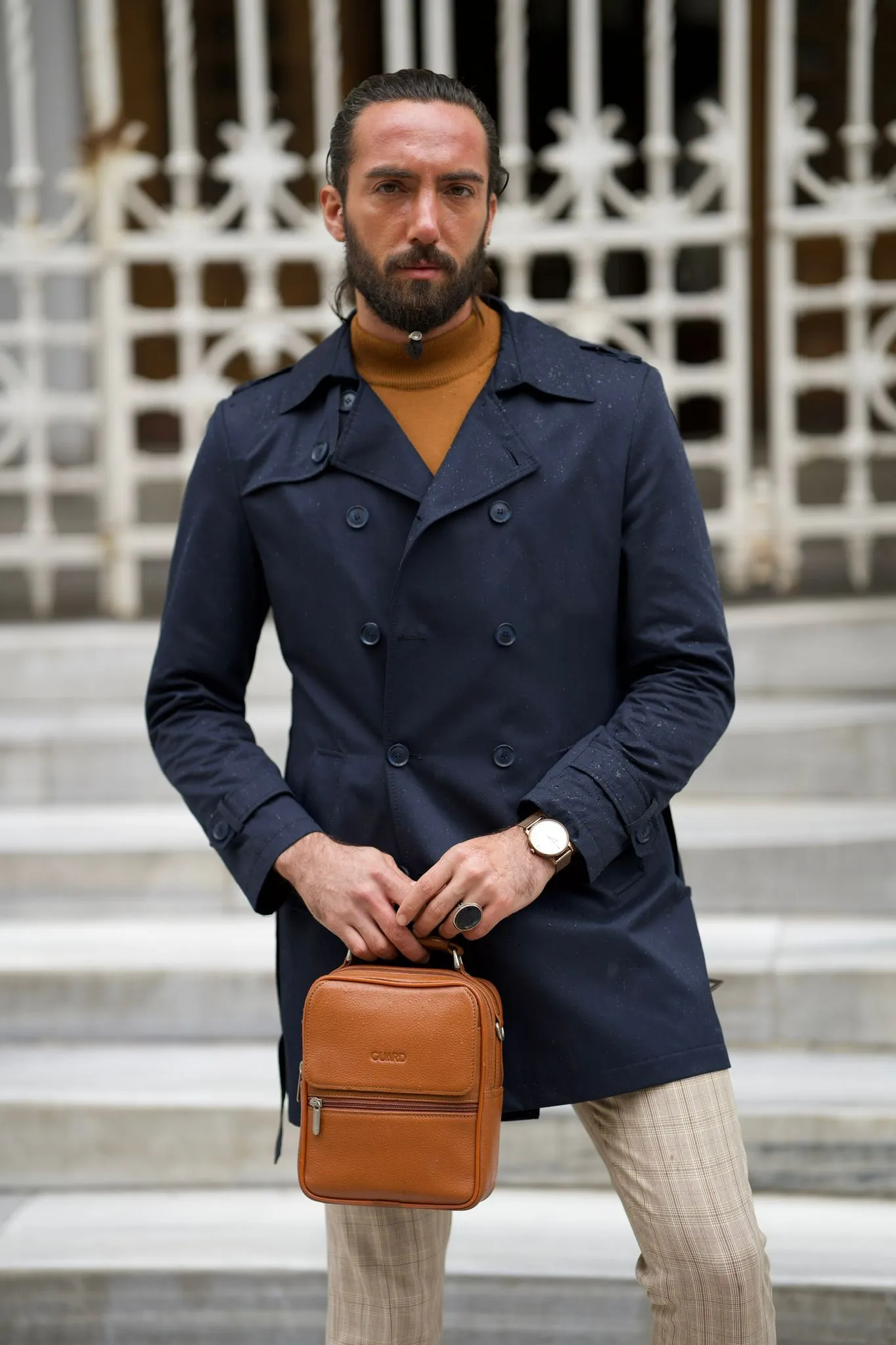 Ted Slim Fit Dark Blue Feather Detailed Winter Coat